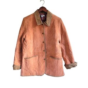 Bushwacker Suede Leather Quilted Equestrian Riding Barn Chore Coat Womens L